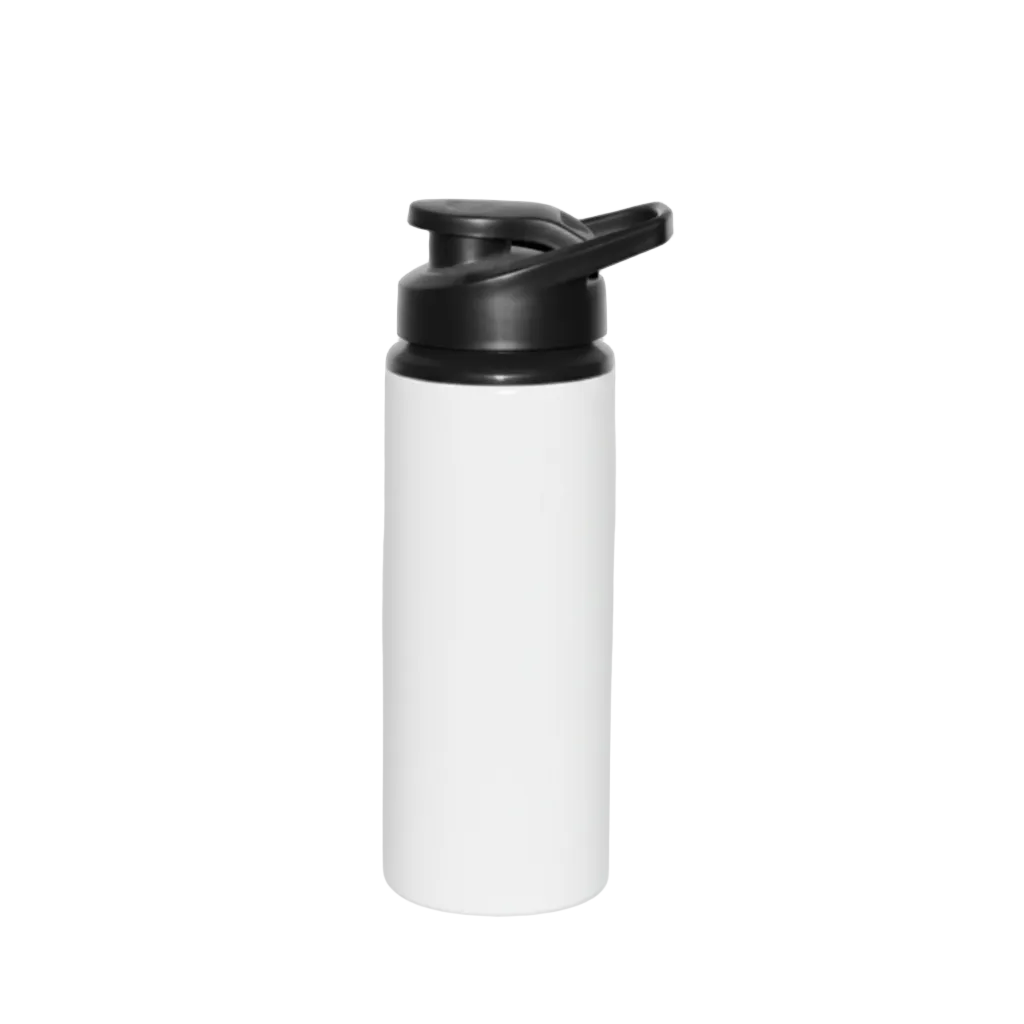A white plastic shaker bottle with a black flip-top lid, shown on a plain white background.